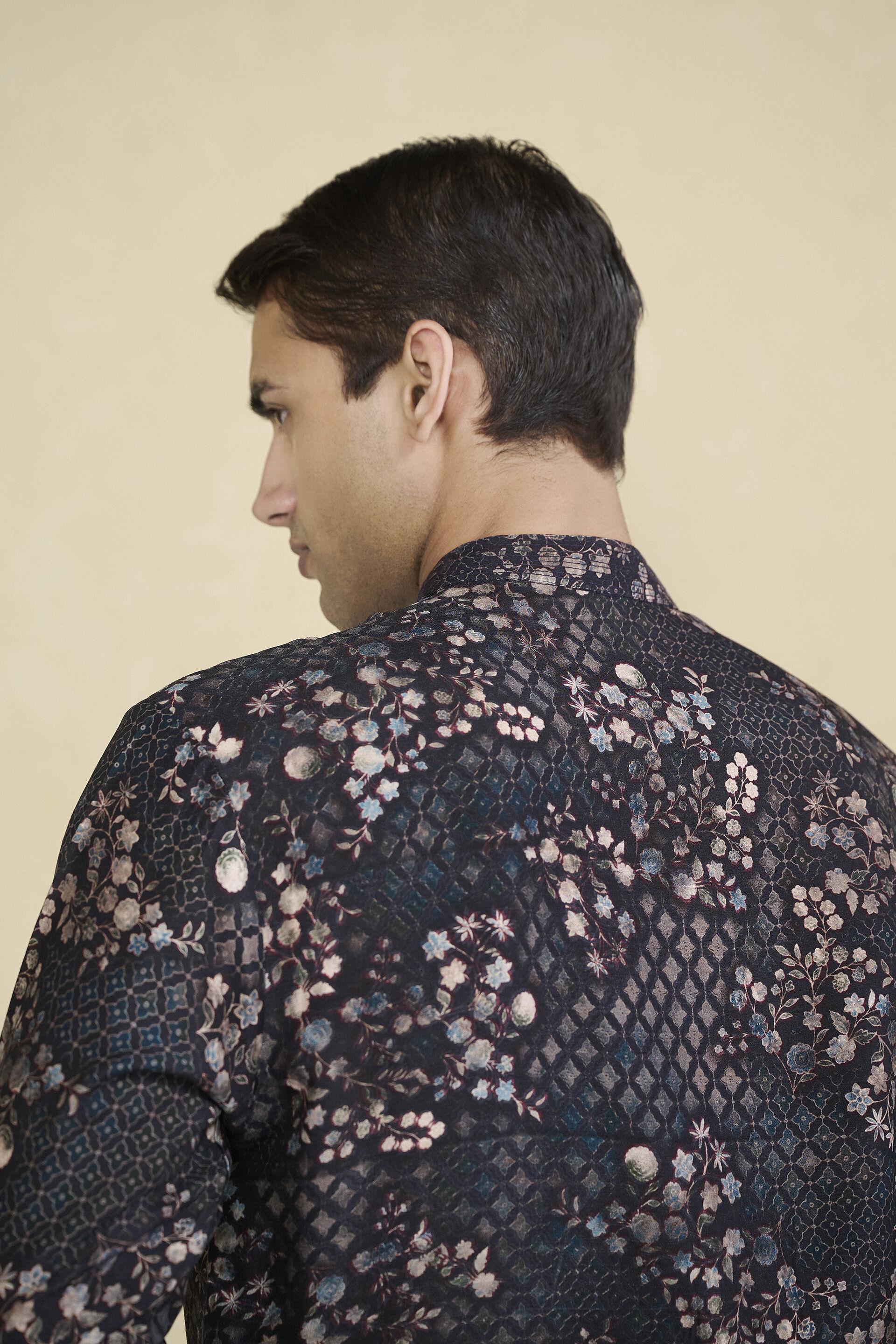 Rukham Printed Silk Kurta - Black, Black, image 4